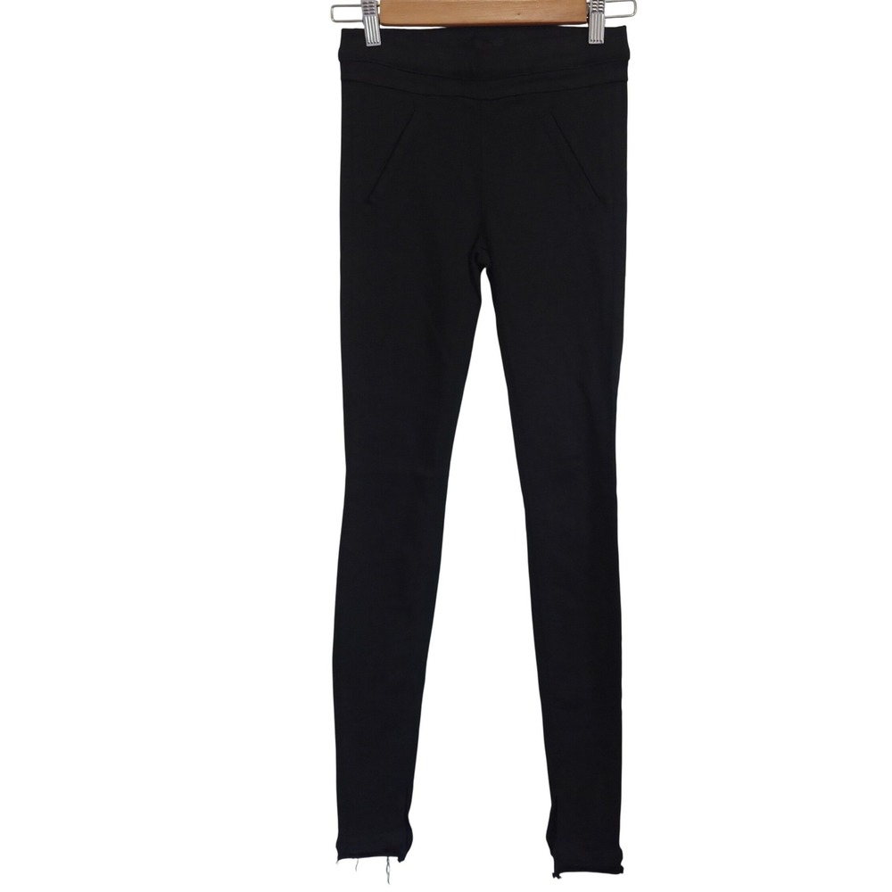 RtA‎ Villn Black Skinny Leggings Raw Hem Side Slit Pants XS W43-158VILLN